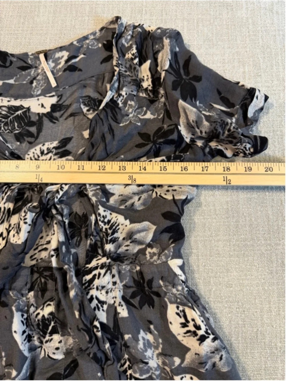 Free People Part Time Lover Gray Floral Cut Out Dress Womens 8
